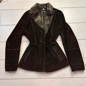 Aldo Leather Penny Lane Jacket Coat Genuine Suede Faux Fur Brown Size
Medium Y2K
